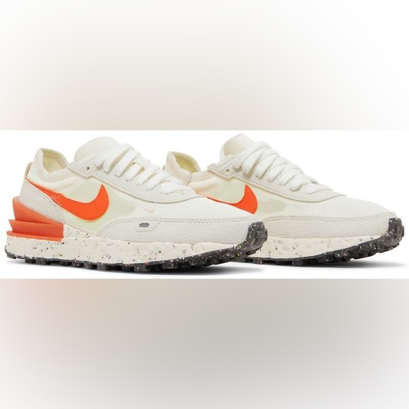 NIKE Waffle One Crater SE Pale Ivory Orange Tennis Shoes Women’s Sneakers - Picture 2 of 12